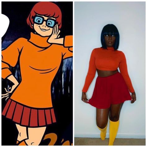 Nerd Halloween Costumes, Velma Costume, Funny Ahh, Black Cosplayers, Velma Cosplay, 2nd Choice, Clever Halloween, Bad Gyal, Clever Halloween Costumes