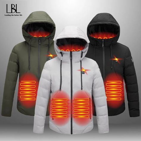 Mens Hooded Smart Heated Cotton Jackets Coats USB Infrared Electric Heating Jackets Women Outdoor Thermal Winter Warm Jackets Warm Jackets, Heated Jacket, Outdoor Vest, Jackets Women, Jacket Parka, Vest Coat, Electric Heating, Parka Coat, Mens Hooded