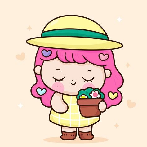 Vector self care cute girl holding flowe... | Premium Vector #Freepik #vector #cute-kids #kids #kid-character #kids-cartoon Kawaii Vector, Kawaii Cartoon, Fabric Flowers Diy, Small Pictures, Girls Characters, Kawaii Girl, Flowers Diy, الرسومات اللطيفة, Drawing For Kids