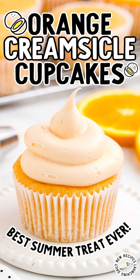 Orange Cream Cupcakes Recipes, Orange Vanilla Cupcakes, Orange Crush Cupcakes, Orange Dreamsicle Cupcakes, Orange Cream Cupcakes, Orange Creamsicle Cupcakes, Orange Desserts, Muffin Ideas, Cake Mix Cupcakes