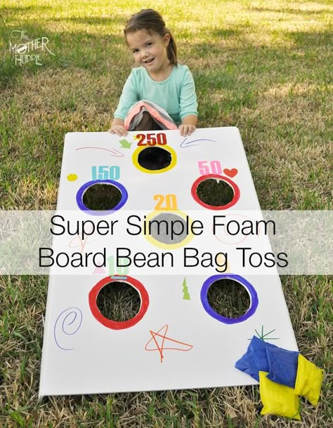 I have another fun diy as part of the Elmer’s Blogger Crew series, and this one is perfect for... Yard Games For Kids, Backyard Kids Party, Diy Carnival Games, Diy Bean Bag, Diy Carnival, Outside Games, Carnival Ideas, Bean Bag Toss Game, School Carnival