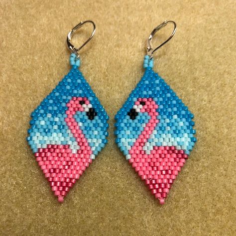 Flamingo Earrings Brick Stitch PDF Patterns for Miyuki Delika | Etsy Purple Autumn, Small Patterns, Stitch Earrings, Art Perle, Brick Stitch Earrings, Brick Stitch Pattern, Beaded Jewlery, Bead Weaving Patterns, Loom Bands