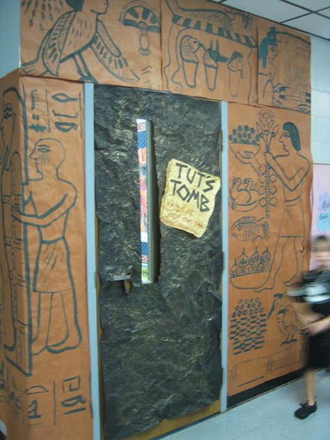 Door ideas: maybe label with important facts as well to show learning. World culture week!! Africa Preschool, Ancient Egypt Display, Egypt Display, Art Lesson Ideas, Egypt Vbs, Ancient Egypt Unit, Camp Themes, Egyptian Crafts, Ancient Egypt Projects