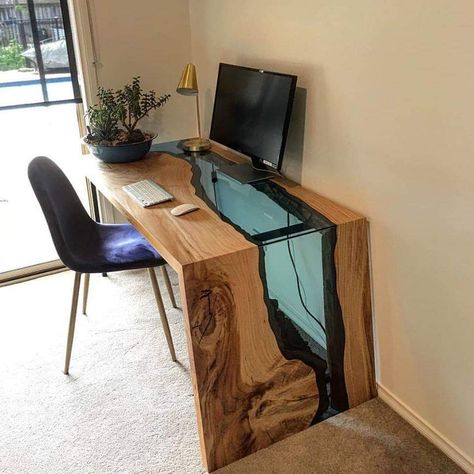 Gaming Desks, Diy Computer Desk, Koti Diy, Wood Resin Table, Air Clay, Desk Diy, Wood Table Design, Home Office Inspiration, Design Del Prodotto