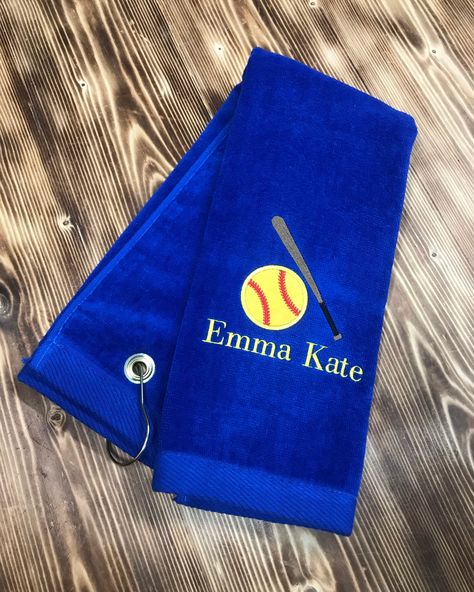 Softball Towels, Personalized Softball Gifts, Embroidery Project Ideas, Custom Softball, Softball Gifts, Golf Towel, Golf Towels, Leather Keychain, Tri Fold