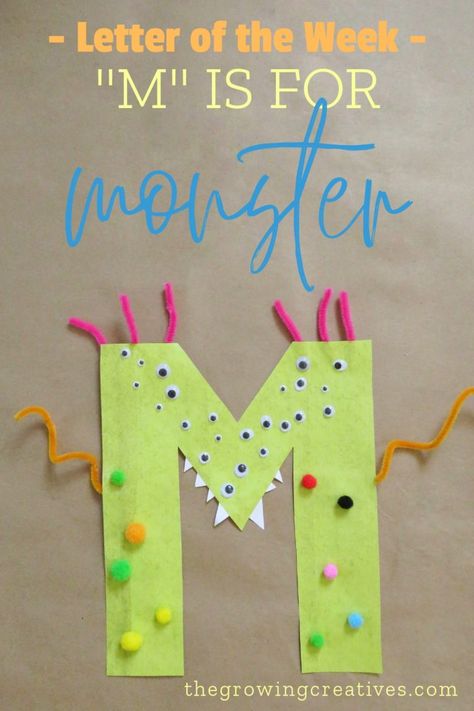 M Activities For Preschool, Things That Start With The Letter A, M Is For Monster Craft, Letter M Pre K Activities, E Is For Craft, M Is For, Letter M Activities For Preschool, Letter E Crafts For Preschoolers, Pre K Monster Activities