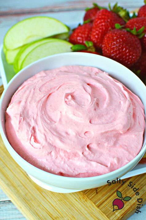 Strawberry Fruit Dip, Cool Whip Fruit Dip, Strawberry Fruit Dips, Salty Side Dish, Strawberry Angel Food Cake, Easy Fruit Dip, Cream Cheese Fruit Dip, Fruit Dips, Strawberry Fluff