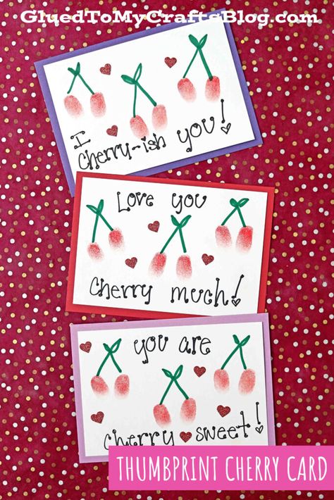 Friendship Crafts For Infants, Cherry Card, Valentines Art For Kids, Valentines Day Crafts For Preschoolers, Preschool Valentine Crafts, Toddler Valentine Crafts, Valentine Card Crafts, Homemade Valentines Day Cards, February Crafts