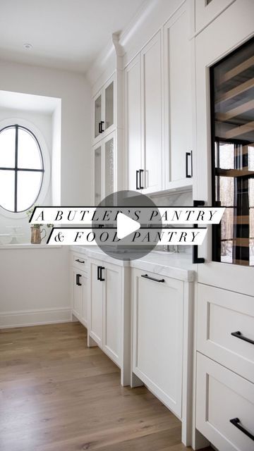 Melissa Manzardo Hryszko on Instagram: "This is the perfect setup for entertaining. A beautiful butler's pantry right off of the formal dining room. With an additional dishwasher and sink, dinner party clean-ups are a breeze. And need another bottle of wine, not a worry with the built-in wine fridge!
Directly across the hallway is a food pantry with a ton of storage, including the handy pullout baskets we love incorporating into our pantries. They are great for storing onions & potatoes or snacks for the littles. We also love the warmth the woven texture of the basket brings into the room. 

#butlerspantry #wetbar #pantry #pantryorganization #pantrygoals #dreamhome #housegoals #instahome #bearspawcustom2" Small Butlers Pantry With Fridge, Butlers Pantry Ideas Layout With Fridge, Butlers Pantry With Sink And Dishwasher, Walkthrough Butlers Pantry, Butlers Pantry Hallway, Pantry With Sink And Dishwasher, Pantry With Dishwasher, Butlers Pantry With Wine Fridge, Butlers Pantry Ideas Layout With Sink