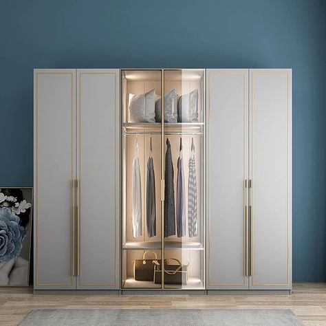 Wardrobe Combination Overall Italian Minimalist High-End Glass Door Home Bedroom Wardrobe Northern Europe _ - AliExpress Mobile Italian Wardrobe, Wardrobe Aesthetic, Wardrobe Design Modern, Walking Closet, Luxury Storage, Modern Cupboard Design, Wardrobe Door Designs, Luxury Wardrobe, Wardrobe Organisation