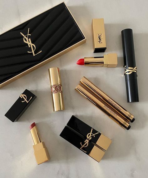 Skincare Ugc, Saint Laurent Aesthetic, Ysl Aesthetic, Flatlay Makeup, Ysl Makeup, Ysl Beauty, Amazon Beauty, Dream Gift, Classy Aesthetic