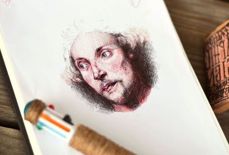 Pen Portraits, Pen Portrait, Sketchbook Ideas Inspiration, Ballpoint Pen Art, Ballpoint Pen Drawing, Draw Faces, Pen Sketch, Colored Pens, Different Materials