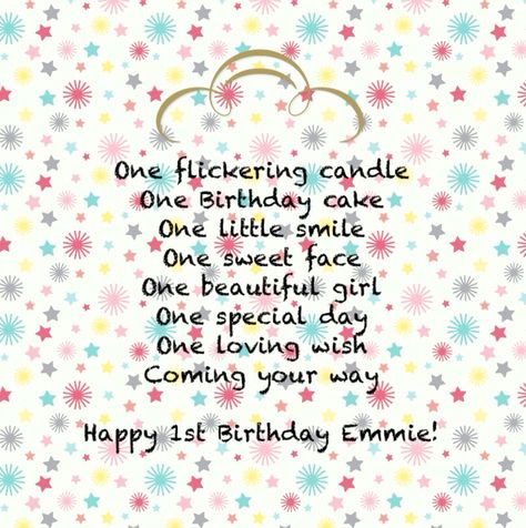 Cute verse for a one year old girl's Birthday card.                                                                                                                                                                                 More Birthday Granddaughter Quotes, 1st Birthday Quotes, Birthday Granddaughter, 1st Birthday Wishes, Granddaughter Quotes, Birthday Verses For Cards, Card Verses, Birthday Verses, Old Image