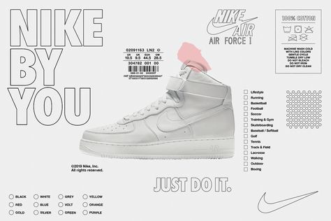 Nike By You, Nike Layout, Nike Graphic Design, Nike Branding, Nike Design, Fashion Layout, Nike Id, Sports Graphic Design, Grid System