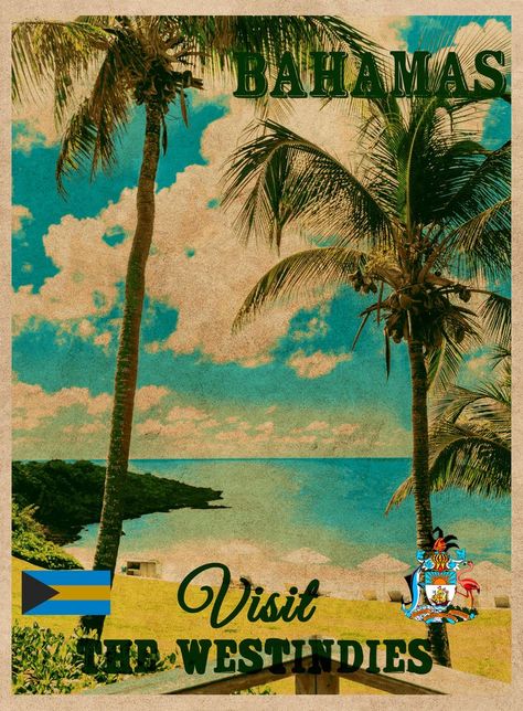 Vintage Travel Poster Bahamas Bahamas Pictures, Vintage Bahamas, Bahamas Travel, Beachy Aesthetic, Tourism Poster, Vintage Tiki, Vintage Travel Poster, Wallpaper Stickers, Nancy Drew