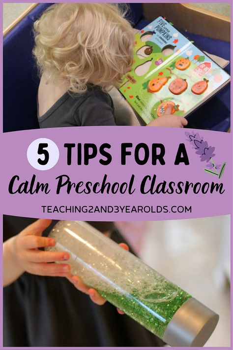 Toddlers and preschoolers have a lot of energy! Here are my favorite tips for teachers on how to create a calmer classroom. #toddlers #preschool #calm #quiet #classroom #tips #teachers #environment #behavior #teaching2and3yearolds Teaching 2s And 3s, Preschool Teacher Tips And Tricks, Challenging Behaviors Preschool Early Childhood, Calming Preschool Classroom, Prek Teacher Tips, Two Year Old Teacher Ideas, Preschool Tips Teachers, Preschool Hacks Teachers, Pre K Classroom Must Haves