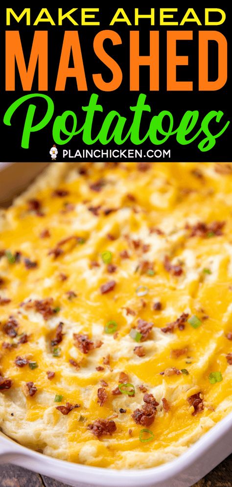 Mashed Potatoes Recipe Cream Cheese, Potatoes Cream Cheese, Sour Cream Mashed Potatoes, Cream Cheese Mashed Potatoes, Cheddar Mashed Potatoes, Delicious Potatoes, Bacon Mashed Potatoes, Make Ahead Mashed Potatoes, Cream Cheese Butter