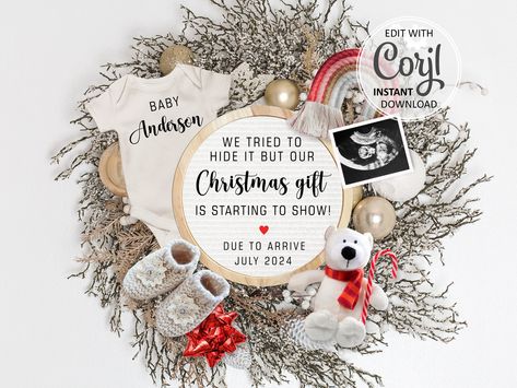 Pregnancy Announcement Rainbow Baby, Rainbow Pregnancy Announcement, Pregnancy Announcement To Parents, Sonogram Pictures, Christmas Baby Announcement, Christmas Rainbow, Cute Pregnancy Announcement, Baby Announcement Pictures, Baby Due Date