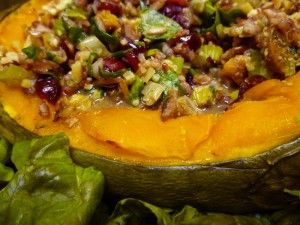 Stuffed Hubbard Squash - Sweet Vegan Blue Hubbard Squash Recipes, Hubbard Squash Recipes, Autumn Feast, Blue Hubbard Squash, Hubbard Squash, Chestnut Mushrooms, Rice Stuffing, Stuffed Pumpkin, Fall Produce