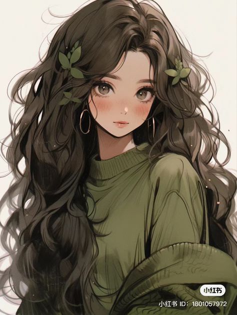 Brown Hair And Hazel Eyes, Anime Brown Hair, Brown Hair Green Eyes, Images Kawaii, Anime Fashion, Girly Art Illustrations, Anime Artwork Wallpaper, Digital Art Anime, Cute Profile Pictures