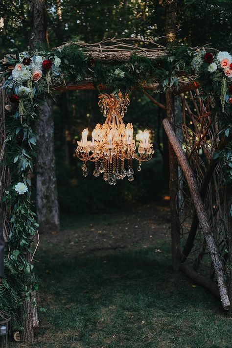 Wedding Arches Outdoors, Dark Wedding Theme, Enchanted Forest Wedding, Arch Flowers, Garden Weddings, Goth Wedding, Dark Wedding, Whimsical Wonderland Weddings, Whimsical Garden