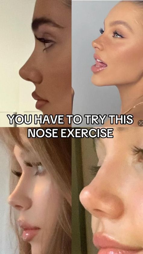 Slimmer nose exercises Glow Up School, Glow Up Advice, Glow Up Products, Nose Exercise, Glow Up Tips For Teens, Slimmer Nose, Glow Up List, Face Massage Tutorial, Glow Up Aesthetic