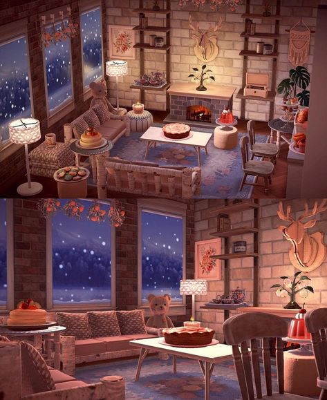 kassie ~ (@kassie.crossing) posted on Instagram: “A cozy home for Bluebear to enjoy all of her favorite sweets. 🍰” • Nov 12, 2021 at 8:21pm UTC Acnh Cozy Island Ideas, Cozy Animal Crossing Ideas, Cozy Island Animal Crossing, Animal Crossing Cozy Living Room, Animal Crossing Cozy Island, Acnh Cozy Island, Cozy Animal Crossing Island, Cozy Animal Crossing, Acnh Hhp Winter House