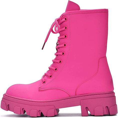 Amazon.com | Cape Robbin Chrisley Combat Boots for Women, Platform Boots with Chunky Block Heels, Womens High Tops Boots - Pink Size 9 | Shoes Pink Combat Boots Outfit, Pink Platform Boots, Nicki Minaj Concert, Pink Combat Boots, Combat Boots For Women, Clothes Capsule Wardrobe, Clothes Capsule, Combat Boot Outfit, Concerts Outfits