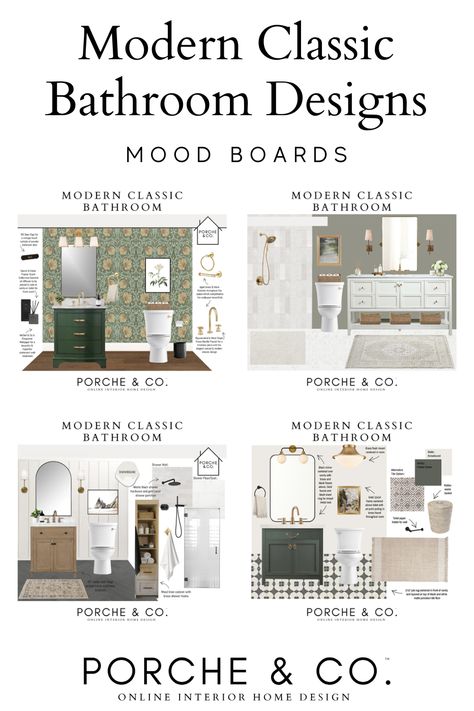 Idea Boards For Bathroom, Half Bathroom Mood Board, Bathroom Color Boards, Modern Classic Guest Bathroom, Bathroom Modern Traditional, Master Bath Mood Board 2023, Mood Boards For Bathrooms, Guest Bathroom Design Ideas, Bathroom Design Mood Board