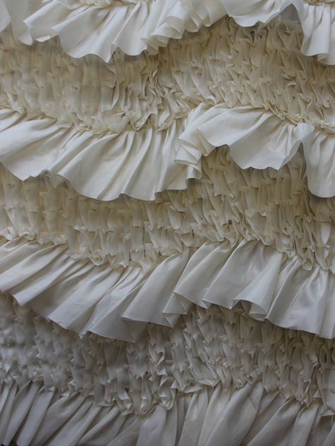 Embroidery Petals, Ruffled Fabric, Wedding Pantsuit, A Level Textiles, Gathered Fabric, Textures Fashion, Rococo Fashion, Geometric Fashion, Ivory Fabric