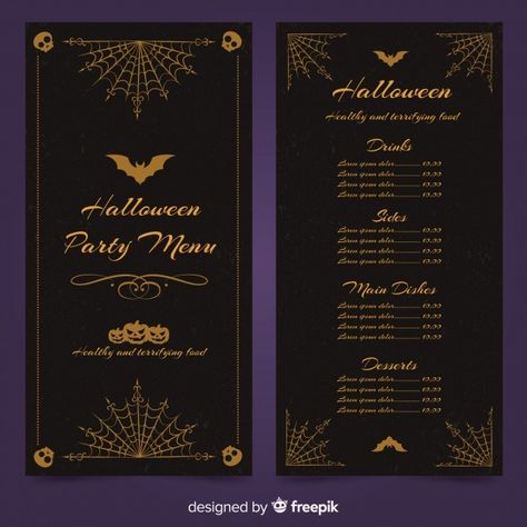 Halloween Menu Template Free, Halloween Menu Design, Halloween Party Menu, Menu Signs, Menu Halloween, Drink Menu Design, Menu Vintage, Stationary Ideas, Halloween Menu