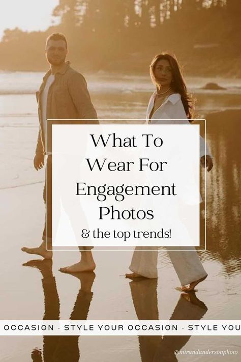 Looking for the perfect engagement photos outfits? You’ll love these looks for spring, summer, fall, and winter. Whether you need engagement photo outfits for the beach, outdoors, or the studio, there are chic, classy, dressy, and casual looks you’ll love for the bride and her beau. These couple photoshoot outfits are on-trend, modern, and perfect for your special shoot! You won’t be lost when it comes to what to wear for engagement pictures! photo cred: @MIRANDANDERSONPHOTO Engagement Shoot Outfits Summer, Engagement Photo Shoot Outfits, Dresses For Engagement Pictures, Outfits For The Beach, Fall Engagement Pictures Outfit, Casual Engagement Outfit, Couple Photoshoot Outfits, Spring Engagement Photos Outfits, Engagement Photo Outfits Summer