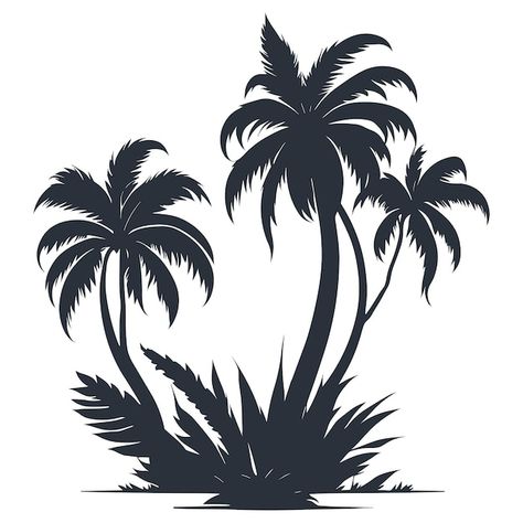 Premium Vector | A black silhouette of palm trees and a small island with a small island in the middle. Domino Tables, Festival Art, Technology Icon, Black Silhouette, Card Banner, Poster Invitation, Presentation Template Free, Small Island, Cartoon Clip Art