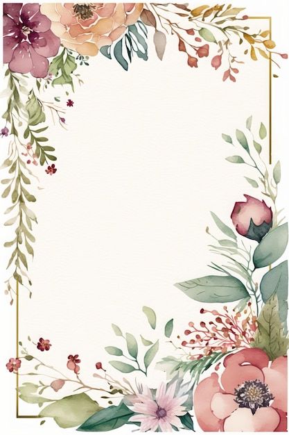 Watercolour boho flowers border of a car... | Premium Photo #Freepik #photo #greeting-card #floral-background #flower-background #background-vector Watercolor Flowers Border, Drawing Borders, Flowers Border, Flower Borders, Watercolor Flower Background, Floral Cards Design, Background Flower, Boho Flowers, Watercolor Flower Art