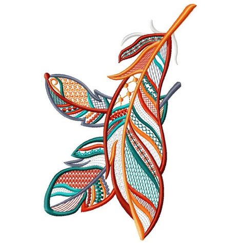 Feather Embroidery Design, Silk Ribbon Embroidery Patterns, Feather Embroidery, Embroidery Design Download, Diy Embroidery Patterns, Machine Embroidery Projects, Art Embroidery, Embroidery Motifs, Hand Embroidery Design Patterns