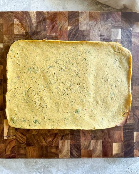 Quick and Easy Chickpea Flatbread (Gluten-Free, 2 ingredients!) - Good Food Baddie Chickpea Flatbread Recipe, Chickpea Flatbread, Food Baddie, Gluten Free Flatbread, Pizza Wraps, Dessert Hummus, Chewy Bread, Vegan Feta Cheese, Bagel Sandwich