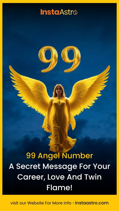 The divine real has a special message for you through this unique angel number 99. Your guardian angels are reminding you of their presence in your life. The 99 angel number has a set of learnings and messages for you from your angels. This number represents various necessary changes in your life. #angelnumbers #instaastro #career #love 99 Angel Number, 99 Meaning, Angel Numbers And Meanings, Numbers And Meanings, Angel Number Meanings, Your Guardian Angel, Number Meanings, Guardian Angels, Secret Messages