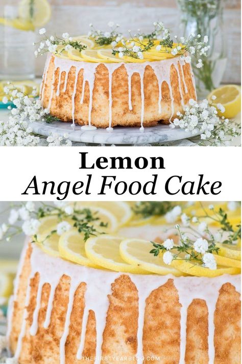 Easy and rustic lemon angel food cake that begins with a box mix! Angel food cake is so light and delicious and lemon is a great new twist. Best Angel Food Cake, Lemon Angel Food Cake, Curd Filling, Italian Dinner, Bundt Cakes, Lemon Desserts, Angel Food Cake, Food Cake, Lemon Recipes