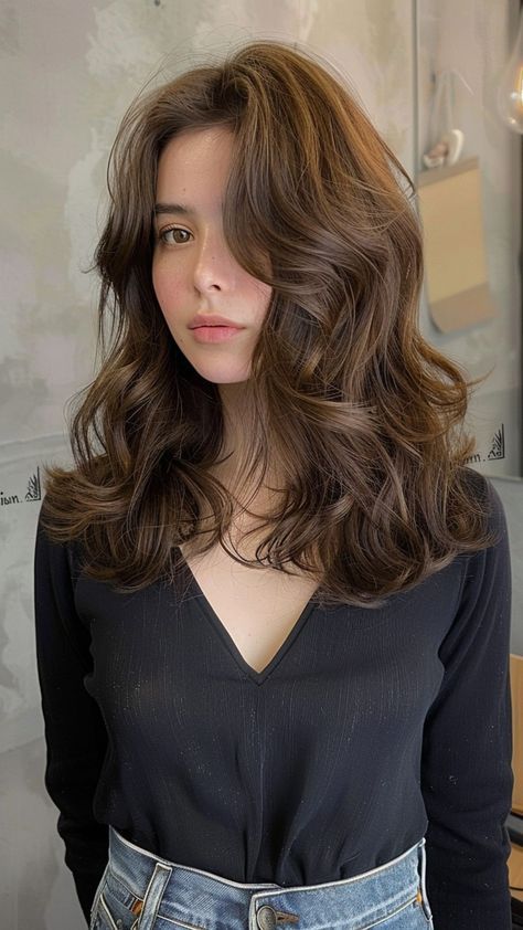 Ash Walnut Hair Color, Natural Brown Highlights On Brown Hair, Hollywood Brunette Hair, Shades Of Brown Hair Color Brunettes, One Tone Hair Color Brown, Brunette Hair Layers Medium, Ash Highlights On Brown Hair, Cool Tone Skin Hair Color, Brown Cool Tone Hair