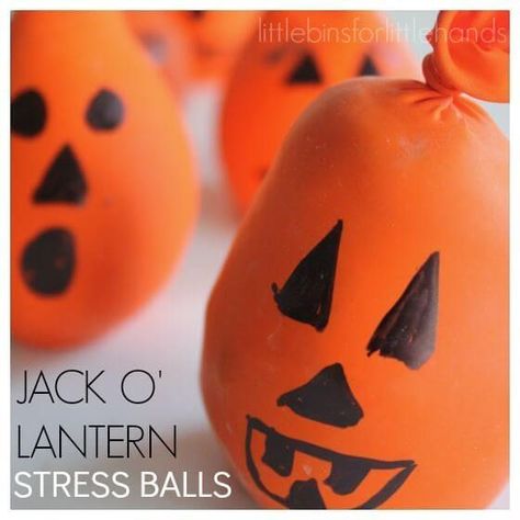 Girl Scout Halloween Party Idea - Jack O Lanter Pumpkin Stress Calm Down Balls Kids Halloween Theme Preschool, Jack O Lanter, Girl Scout Meeting Ideas, Joy School, Girl Scout Badges, Girl Scout Daisy, Girl Scout Activities, Pumpkin Activities, Fall Arts And Crafts