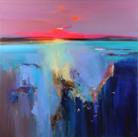 Abstract Sunset Painting Acrylics, Tatiana Yabloed Art, Waterscape Paintings, Brian Rutenberg, Sunset Painting Acrylic, Beach Art Painting, Art Making, Pastel Pencils, Acrylic Oil Painting