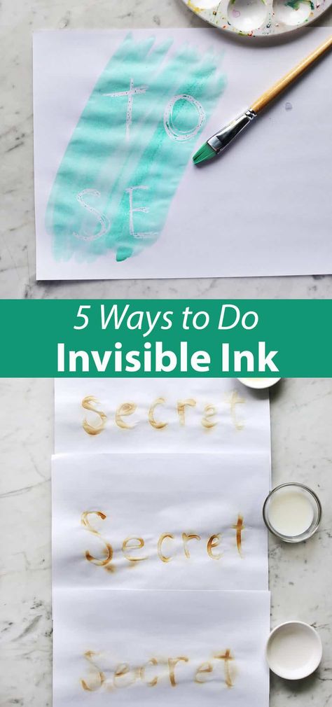 Invisible Ink - 5 Ways - Childhood Magic Halloween Invisible Ink, Magic Ink Diy, Invisible Ink Handprint, Invisible Ink Experiment, Magic For Kids Activities, Magic Stem Activities, Magic Experiments For Kids, Magic Science Experiments For Kids, How To Make Invisible Ink