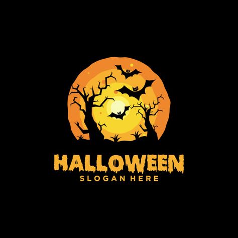 Halloween logo with slogan template Premium Vector Halloween Logo Ideas, Halloween Logo Design, Jungle Logo, River Logo, Halloween Logo, Party Logo, About Halloween, Special Halloween, Event Logo