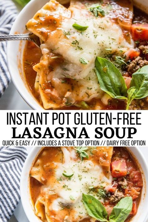 Gluten Free Lasagna Soup Crock Pot, Gf Lasagna Soup, Instant Pot Recipes Gluten Dairy Free, Gluten Free Instapot Recipes, Lasagna Soup Recipe Instant Pot, Instapot Lasagna Soup, Dairy Free Lasagna Soup, Instant Pot Recipes Gluten Free, Gluten Free Crockpot Recipes