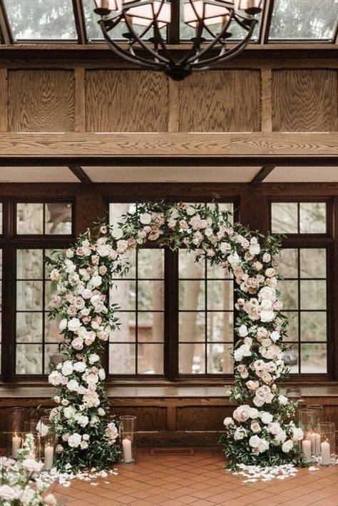 Blush And White Wedding Arch, White Green Blush Wedding Flowers, Flower Arch Wedding Indoor, Wedding Flower Arch Indoor, White And Pink Wedding Arch, White Rose Arch Wedding, Pink Flower Arch Wedding, Wedding Florals Winter, Green White Pink Wedding