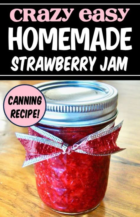 This Homemade Strawberry Jam canning recipe is so easy to make! Whether you're new to preserving and canning recipes, or are a seasoned pro, these easy step-by-step instructions will show you how to make the BEST homemade strawberry jam you've ever made! These make cute mason jar gifts, too! Here's what you need to do... Homemade Jam Canning, Strawberry Jam Recipe Canning, Canning Berries, Canned Strawberry Jam, Strawberry Jam Recipes, Canning Strawberry Jam, Strawberry Canning, Canning Strawberries, Easy Strawberry Jam Recipe