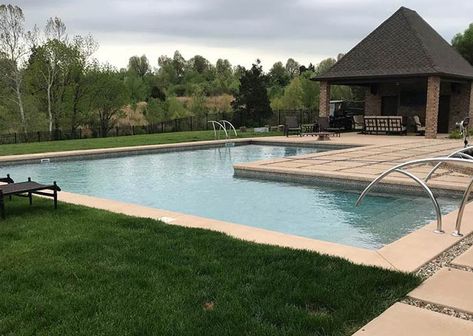 L Shaped Pool, Inground Pool Shapes, Latham Pools, Pool With Tanning Ledge, Freeform Pool Designs, Latham Pool, Inground Pool Designs, Kidney Shaped Pool, Oval Pool