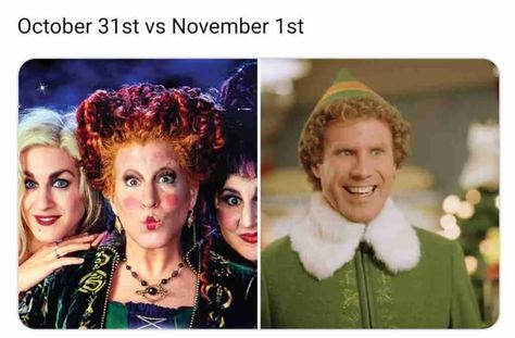 October 31 vs November 1 Memes - Guide For Geek Moms Funny October, Friday The 13th Memes, Spirit Halloween Costumes, Welcome November, Halloween Memes, Christmas Memes, Happy Birthday Jesus, November 1st, Happy Thanksgiving Day