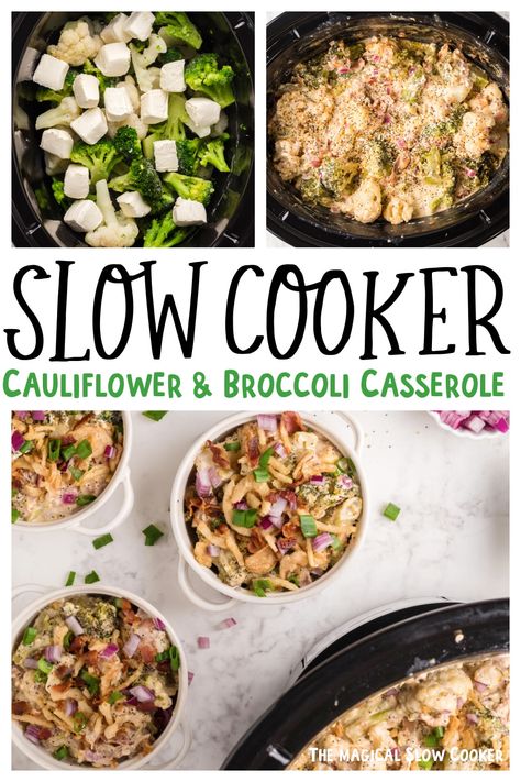 Slow Cooker Broccoli and Cauliflower Casserole Brocolli And Cauliflower Casserole, Cauliflower And Broccoli Casserole, Untraditional Thanksgiving, Cheesy Broccoli And Cauliflower, Broccoli And Cauliflower Casserole, Slow Cooker Cauliflower, Cauliflower Cheese Casserole, Crockpot Cauliflower, Broccoli Cauliflower Recipes