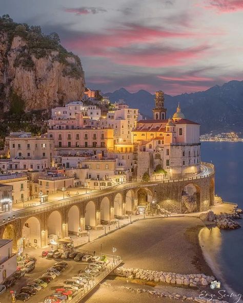 Atrani Italy, Italy Places To Visit, Sorrento Italy, Travel Landscape, Location Inspiration, Seaside Village, Coastal Cities, Dream Travel Destinations, Travel Goals